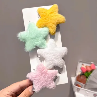 Kawaii Star Shaped Plush Hair Clips 